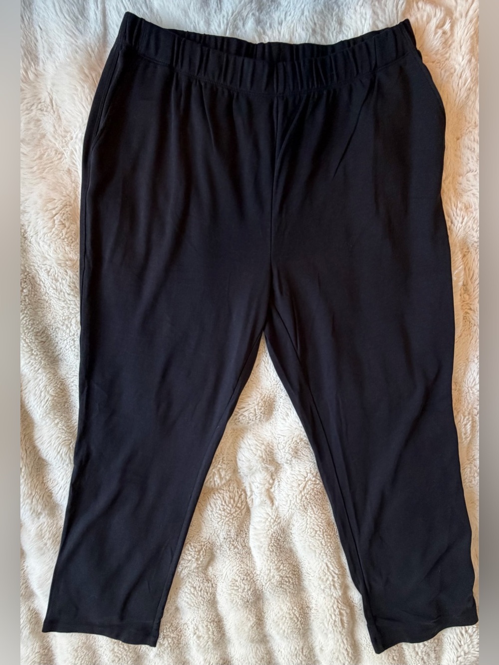 Lands’ End Sport Knit Straight Leg Pants Large 14-16 Black